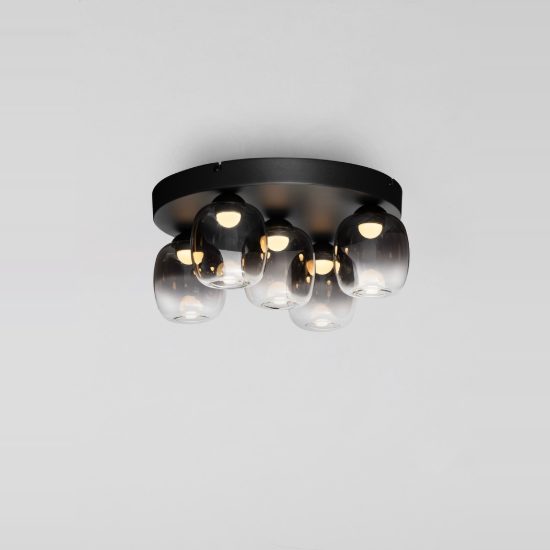 Plafoniera per camera da letto moderna nero vetro led 28w 3000k dimmerabile