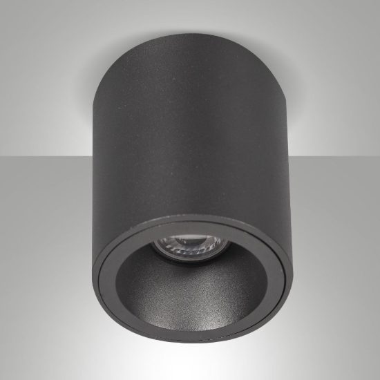 Fabas luce guamo plafoniera moderna per soggiorno cilindrica nera 9cm