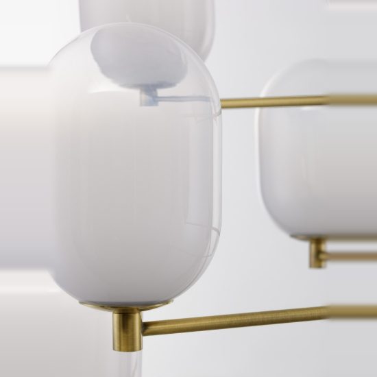 Lampadario 12 luci moderno a sospensione per soggiorno bianco e oro ottone