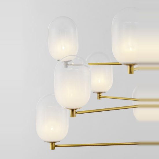 Lampadario 12 luci moderno a sospensione per soggiorno bianco e oro ottone