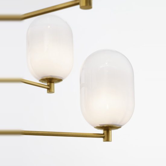 Lampadario 12 luci moderno a sospensione per soggiorno bianco e oro ottone