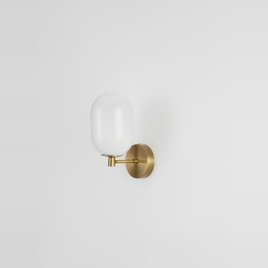 Applique 12cm moderna da parete per soggiorno bianco e oro ottone vetro