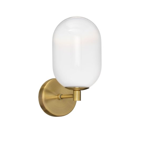 Applique 12cm moderna da parete per soggiorno bianco e oro ottone vetro