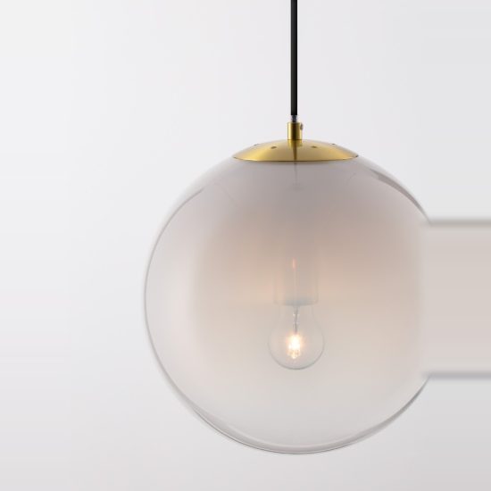 Lampadario a sospensione sferico bianco e oro ottone vetro per ingresso