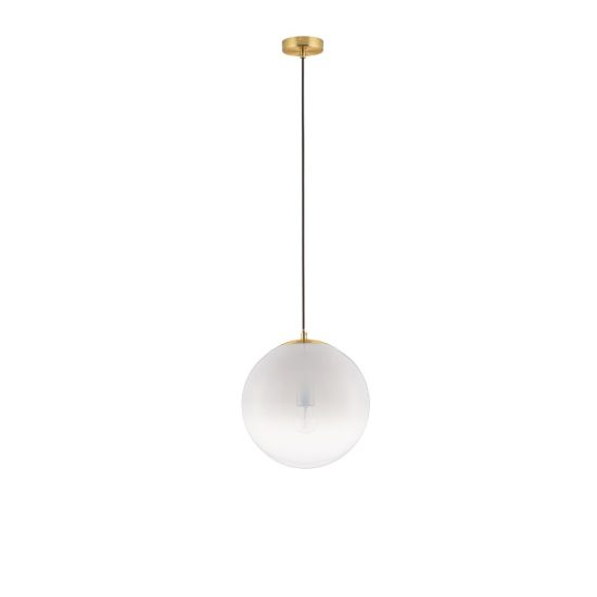 Lampadario a sospensione sferico bianco e oro ottone vetro per ingresso