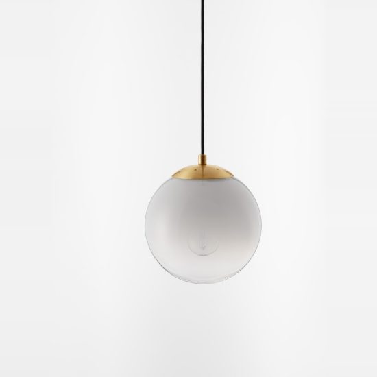 Lampada per comodino camera da letto a sospensione sferica bianco e oro ottone vetro