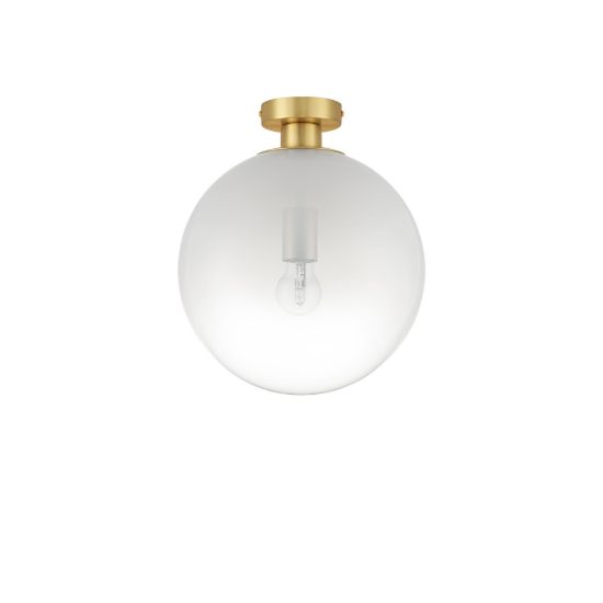 Plafoniera 30cm per ingresso sfera boccia bianco e oro ottone vetro