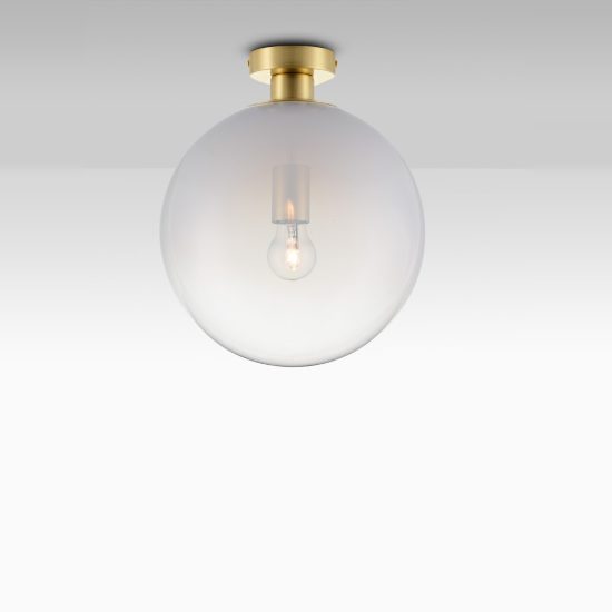Plafoniera 30cm per ingresso sfera boccia bianco e oro ottone vetro