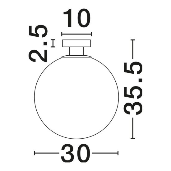 Plafoniera 30cm per ingresso sfera boccia bianco e oro ottone vetro
