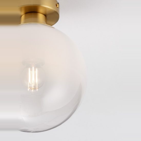 Plafoniera 20cm per corridoio sfera boccia bianco e oro ottone vetro