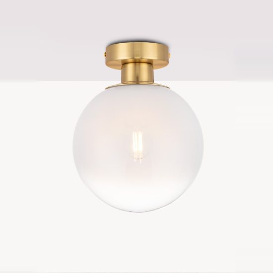 Plafoniera 20cm per corridoio sfera boccia bianco e oro ottone vetro