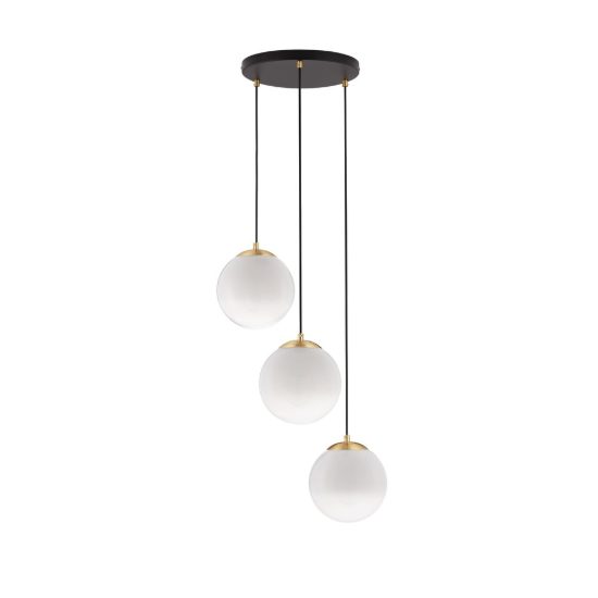 Lampadario 3 luci per camera da letto moderno a sospensione bianco e oro ottone