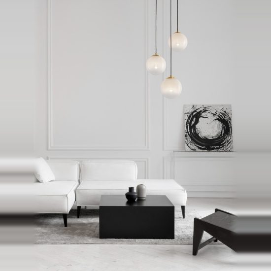 Lampadario 3 luci per camera da letto moderno a sospensione bianco e oro ottone