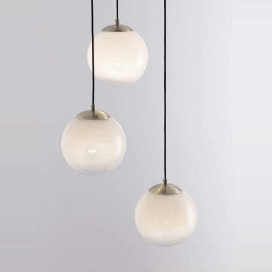 Lampadario 3 luci per camera da letto moderno a sospensione bianco e oro ottone