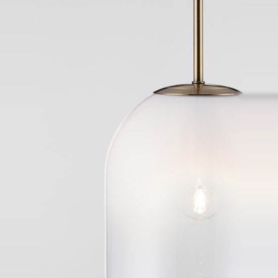 Lampada moderna a sospensione per comodino oliva bianco e oro ottone vetro