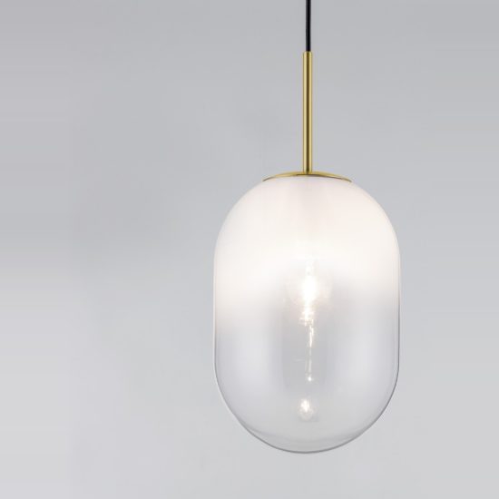 Lampada moderna a sospensione per comodino oliva bianco e oro ottone vetro