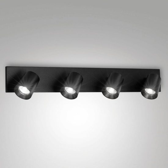 Fabas plafoniera moderna a soffitto modo 4 luci orientabili nera