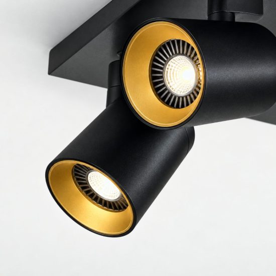 Fabas plafoniera moderna a soffitto modo 4 luci orientabili nera