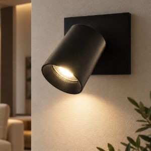 Fabas modo applique da parete moderna luce orientabile cilindro nero