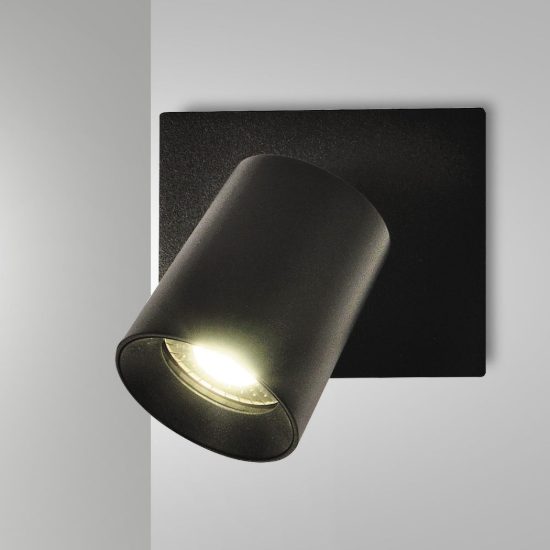 Fabas modo applique da parete moderna luce orientabile cilindro nero