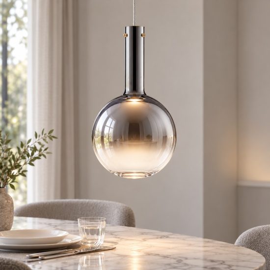 Lampadario a sospensione led 8w 3000k dimmerabile per cucina oro bianco e grigio fume