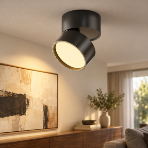 Faretto nero tondo da soffitto led 2700k orientabile maytoni onda