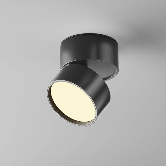 Faretto nero tondo da soffitto led 2700k orientabile maytoni onda