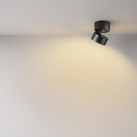 Faretto nero tondo da soffitto led 2700k orientabile maytoni onda