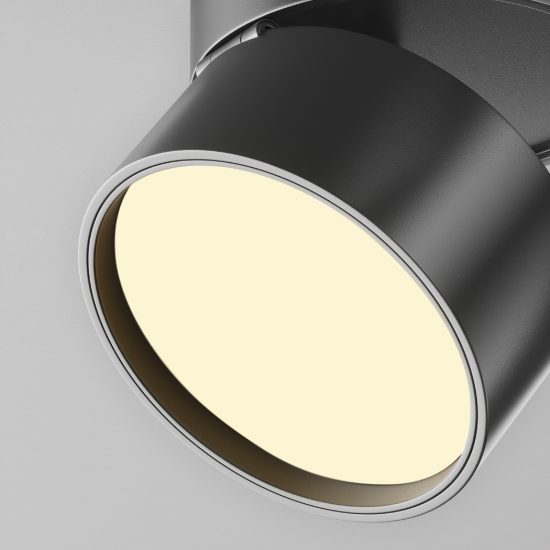 Faretto nero tondo da soffitto led 2700k orientabile maytoni onda