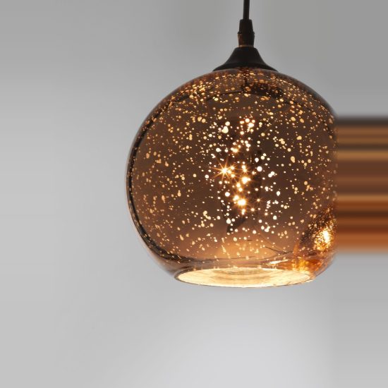 Lampada per cucina moderna a sospensione sferica rame e nero vetro