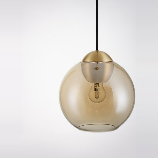 Lampada a sospensione moderna blu scuro e oro ottone vetro