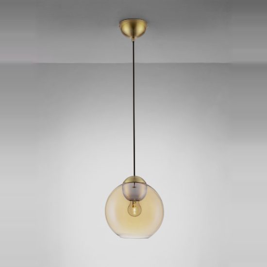 Lampada a sospensione moderna blu scuro e oro ottone vetro