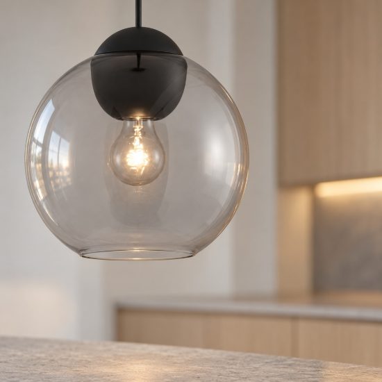 Lampada per cucina moderna a sospensione grigio chiaro e nero opaco vetro