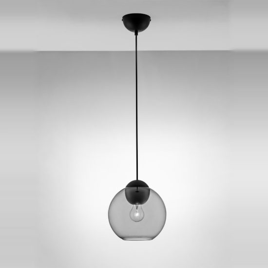Lampada per cucina moderna a sospensione grigio chiaro e nero opaco vetro