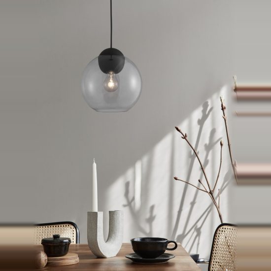 Lampada per cucina moderna a sospensione grigio chiaro e nero opaco vetro