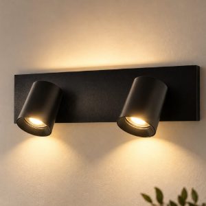 Fabas modo applique da parete nera moderna due luci orientabili