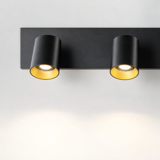 Fabas modo applique da parete nera moderna due luci orientabili