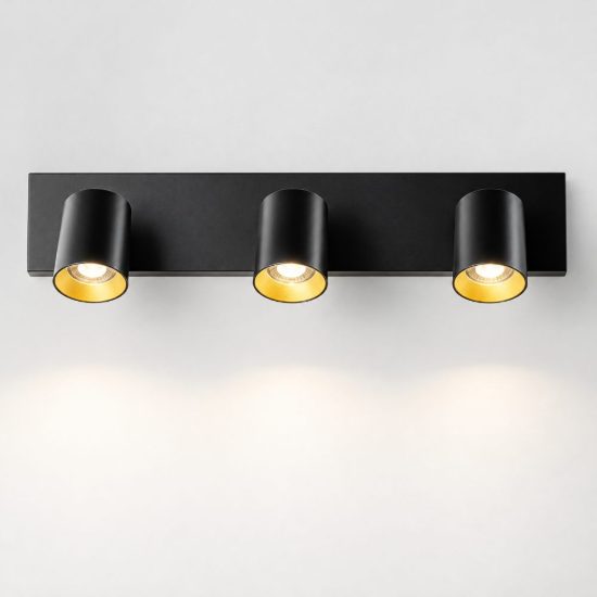 Fabas modo applique da parete moderna tre luci orientabili nera