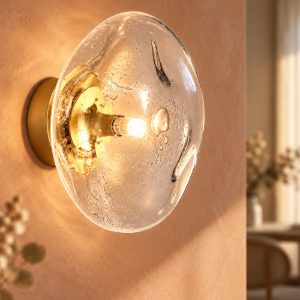 Applique da parete design ottone oro anticato vetro per soggiorno