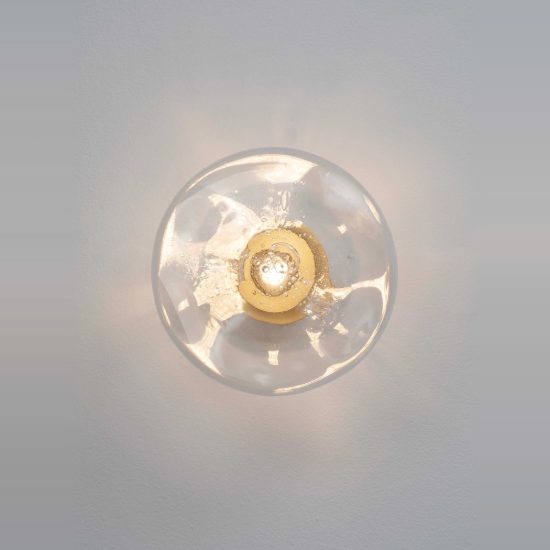 Applique da parete design ottone oro anticato vetro per soggiorno
