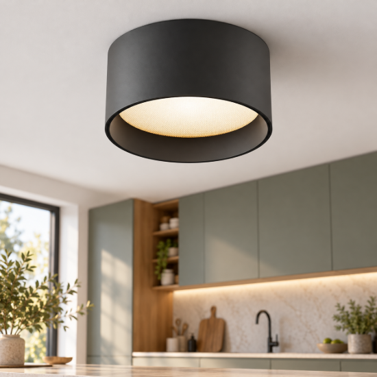 Maytoni vega faretto per corridoio moderno nero da soffitto led 12w 3000k