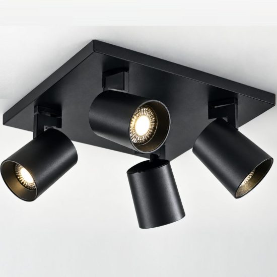 Fabas luce plafoniera moderna quattro luci orientabili nera
