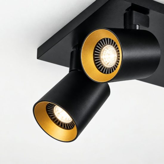 Fabas luce plafoniera moderna quattro luci orientabili nera