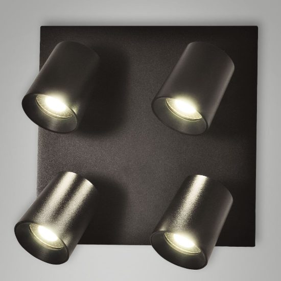 Fabas luce plafoniera moderna quattro luci orientabili nera