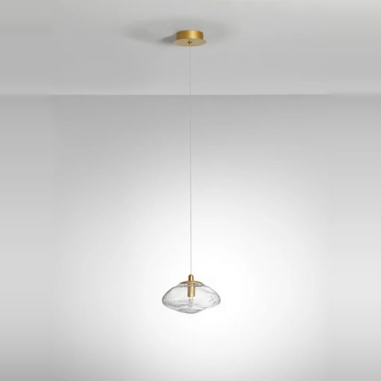 Lampada per comodino camera da letto a sospensione oro ottone vetro