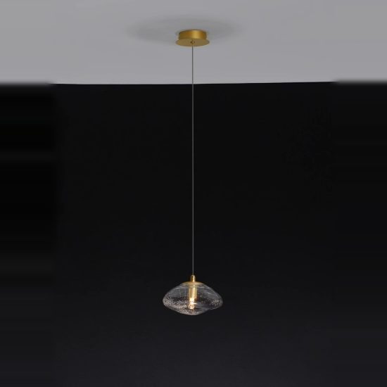 Lampada per comodino camera da letto a sospensione oro ottone vetro