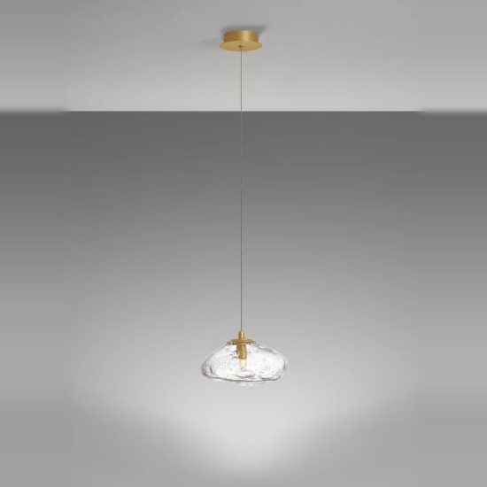 Lampada design moderna a sospensione oro ottone vetro