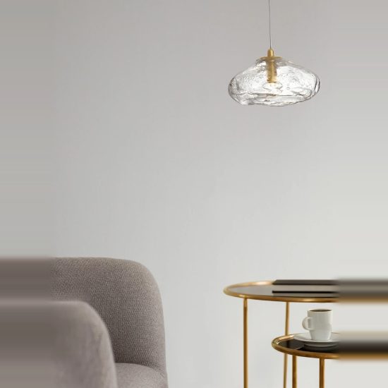 Lampada design moderna a sospensione oro ottone vetro