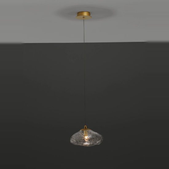 Lampada design moderna a sospensione oro ottone vetro