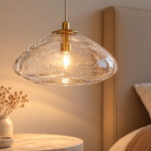 Lampada a sospensione per camera da letto sfera vetro design contemporanea oro ottone vetro